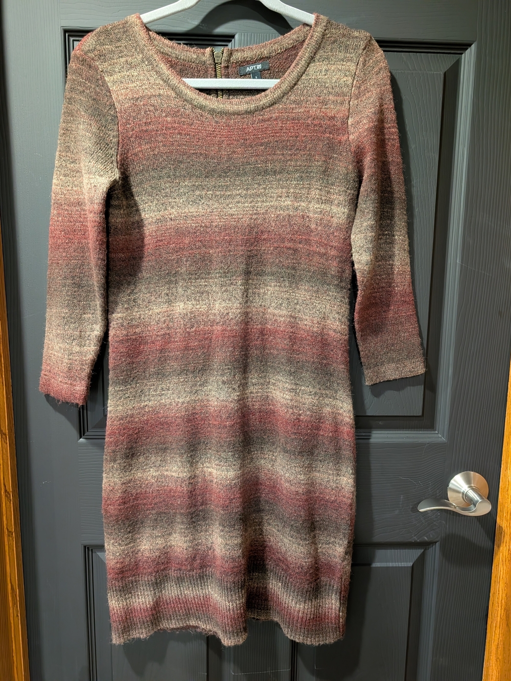 Apt. 9 Striped Knit Sweater Dress in Mauve and Taupe